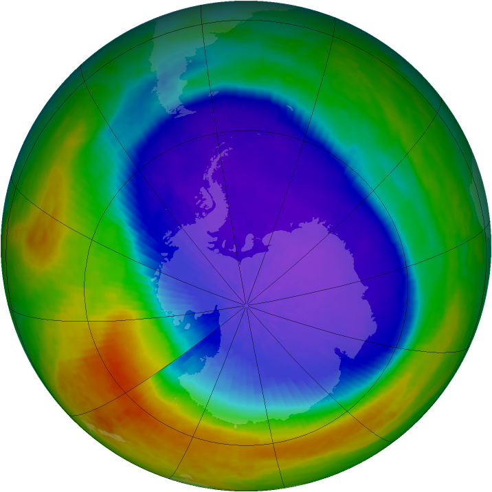 Antarctic ozone map for 05 October 2003